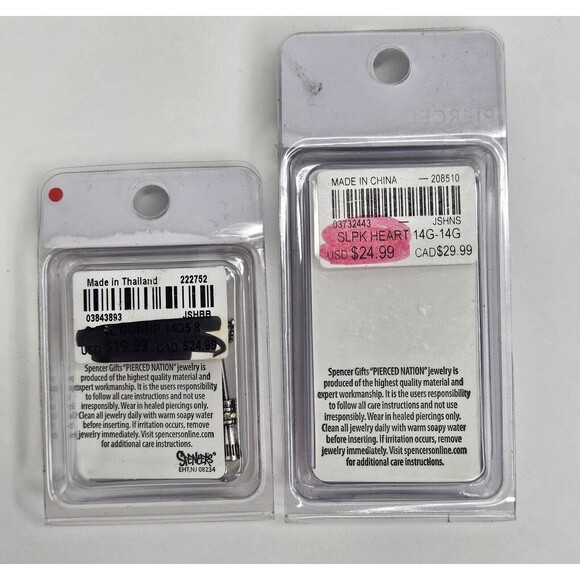 Spencer's Pierced Nation 14G Nipple Rings Gun, Heart Lot Of 2 - Picture 2 of 2